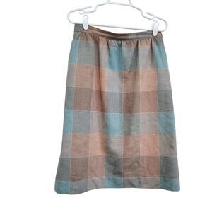 Vintage Weathervane Plaid Midi A-Line Skirt Multicolor With Pockets Size 12